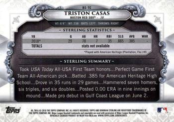 2018 Bowman Draft - Bowman Sterling Continuity #BS-TC Triston Casas Back