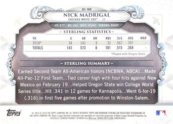 2018 Bowman Draft - Bowman Sterling Continuity Orange Refractor #BS-NM Nick Madrigal Back