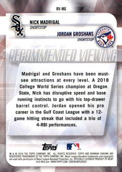 2018 Bowman Draft - Recommended Viewing #RV-MG Nick Madrigal / Jordan Groshans Back