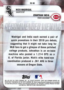 2018 Bowman Draft - Recommended Viewing #RV-MI Nick Madrigal / Jonathan India Back