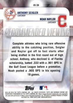2018 Bowman Draft - Recommended Viewing #RV-SN Anthony Seigler / Noah Naylor Back