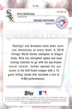 2018 Bowman Draft - Recommended Viewing Refractor #RV-MG Nick Madrigal / Jordan Groshans Back