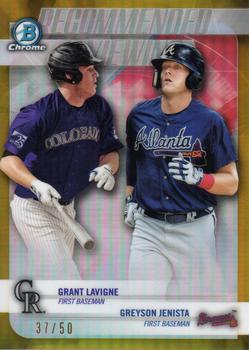 2018 Bowman Draft - Recommended Viewing Gold Refractor #RV-LJ Grant Lavigne / Greyson Jenista Front