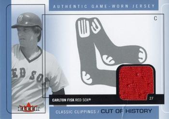 2005 Fleer Classic Clippings - Cut of History Single Jersey Blue #CH-CF Carlton Fisk Front