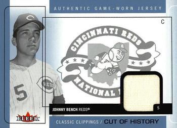 2005 Fleer Classic Clippings - Cut of History Single Jersey Blue #CH-JB Johnny Bench Front