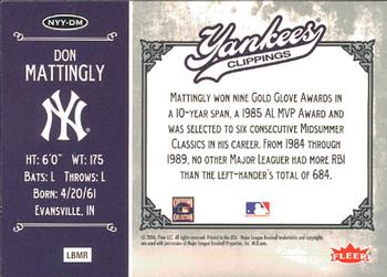2006 Fleer Greats of the Game - Yankee Clippings #NYY-DM Don Mattingly Back