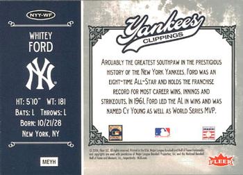 2006 Fleer Greats of the Game - Yankee Clippings #NYY-WF Whitey Ford Back