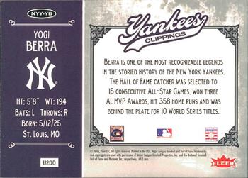 2006 Fleer Greats of the Game - Yankee Clippings #NYY-YB Yogi Berra Back