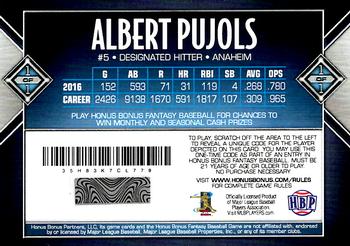 2017 Honus Bonus Fantasy Baseball - Career Stats Albert Pujols 2825 Hits #43 Albert Pujols Back