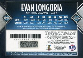 2017 Honus Bonus Fantasy Baseball - Career Stats Evan Longoria 241 Home Runs #121 Evan Longoria Back