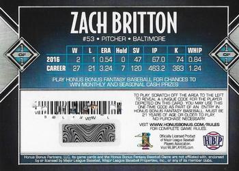 2017 Honus Bonus Fantasy Baseball - Career Stats Zach Britton 120 Saves #51 Zach Britton Back