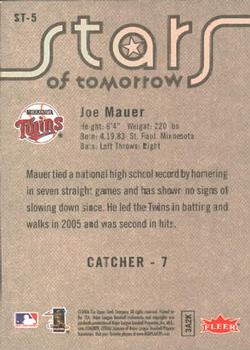 2006 Fleer - Stars of Tomorrow #ST-5 Joe Mauer Back