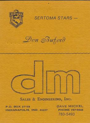 1977 Sertoma Stars Collectors' Issue - Dark Version #NNO Don Buford Back