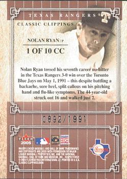 2005 Fleer Classic Clippings - Official Box Score #1CC Nolan Ryan Back