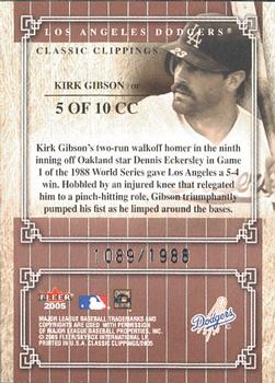 2005 Fleer Classic Clippings - Official Box Score #5CC Kirk Gibson Back