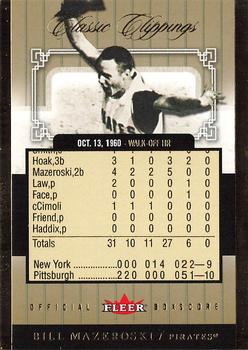 2005 Fleer Classic Clippings - Official Box Score Gold #9 Bill Mazeroski Front