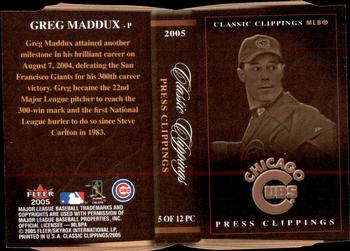 2005 Fleer Classic Clippings - Press Clippings #5PC Greg Maddux Back