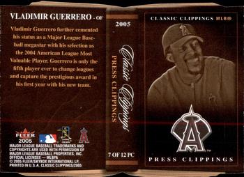 2005 Fleer Classic Clippings - Press Clippings #7PC Vladimir Guerrero Back