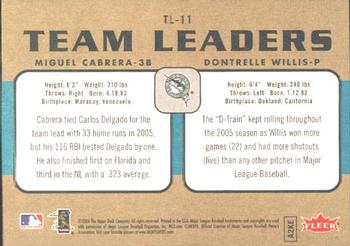 2006 Fleer - Team Leaders #TL-11 Miguel Cabrera / Dontrelle Willis Back