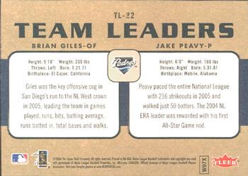 2006 Fleer - Team Leaders #TL-22 Brian Giles / Jake Peavy Back