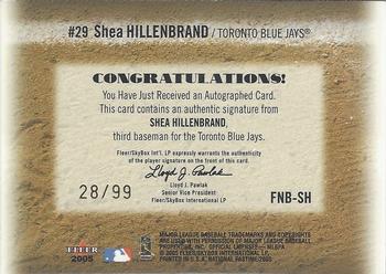 2005 Fleer National Pastime - First Name Bases Autograph Gold #FNB-SH Shea Hillenbrand Back