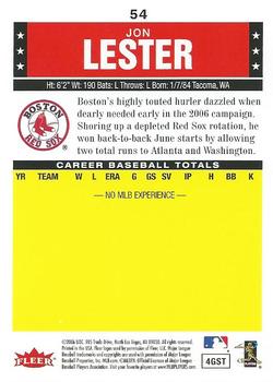 2006 Fleer Tradition #54 Jon Lester Back