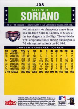 2006 Fleer Tradition #108 Alfonso Soriano Back