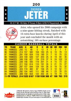 2006 Fleer Tradition #200 Derek Jeter Back