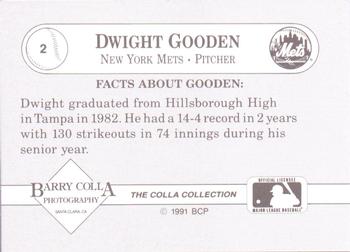 1991 The Colla Collection Dwight Gooden #2 Dwight Gooden Back