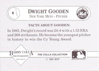 1991 The Colla Collection Dwight Gooden #6 Dwight Gooden Back