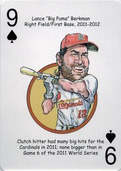 2014 Hero Decks St Louis Cardinals Baseball Heroes Playing Cards #9♠ Lance Berkman Front