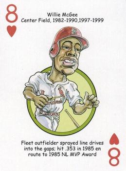 2014 Hero Decks St Louis Cardinals Baseball Heroes Playing Cards #8♥ Willie McGee Front