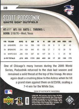 2006 SP Authentic #18 Scott Podsednik Back