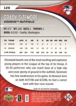 2006 SP Authentic #126 Grady Sizemore Back
