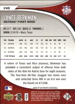 2006 SP Authentic #140 Lance Berkman Back