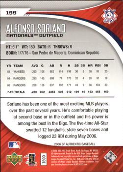 2006 SP Authentic #199 Alfonso Soriano Back