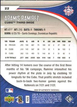 2006 SP Authentic #22 Aramis Ramirez Back