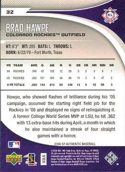 2006 SP Authentic #32 Brad Hawpe Back