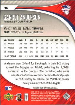 2006 SP Authentic #46 Garret Anderson Back