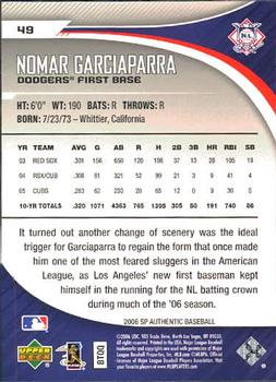 2006 SP Authentic #49 Nomar Garciaparra Back