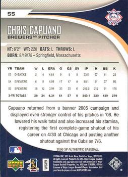 2006 SP Authentic #55 Chris Capuano Back