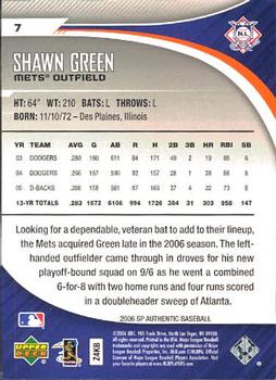 2006 SP Authentic #7 Shawn Green Back