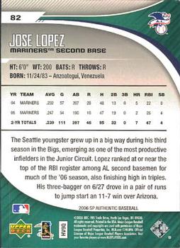 2006 SP Authentic #82 Jose Lopez Back