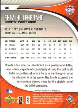 2006 SP Authentic #96 Shea Hillenbrand Back