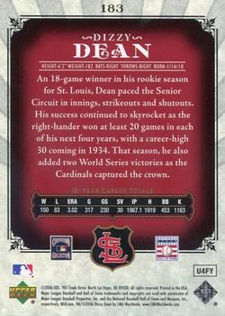 2006 SP Legendary Cuts #183 Dizzy Dean Back