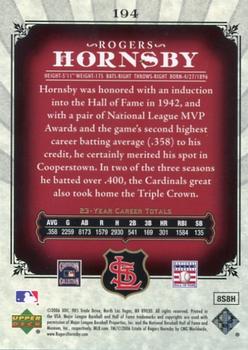 2006 SP Legendary Cuts #194 Rogers Hornsby Back