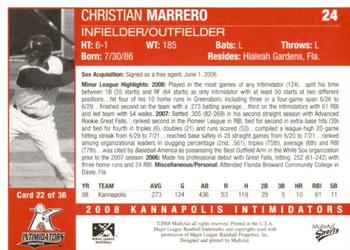 2008 MultiAd Kannapolis Intimidators 2nd Half #NNO Christian Marrero Back