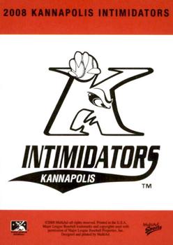 2008 MultiAd Kannapolis Intimidators 2nd Half #NNO Team Logo Header Back