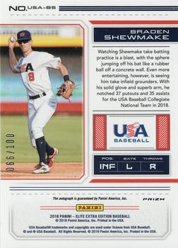 2018 Panini Elite Extra Edition - USA Collegiate Tickets Signatures Red #USA-BS Braden Shewmake Back