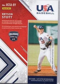 2018 Panini Elite Extra Edition - USA Collegiate Silhouette Autographs Red #UCSA-BY Bryson Stott Back